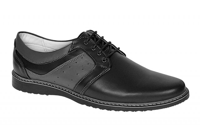 Pantofi barbati casual din piele naturala Negru GKR32N